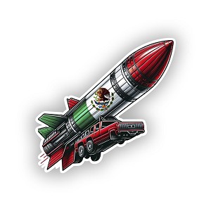 Rocket Mexican Flag Sticker (Peel N' Stick)