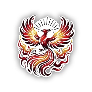Phoenix Flying Upwards Flame Sticker (Peel N' Stick)