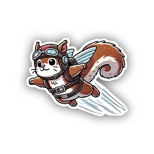 Playful Flying Squirrel with Blue Wings  Sticker (Peel N' Stick)
