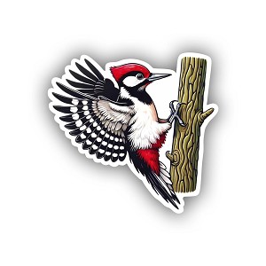 Dynamic Landing Woodpecker  Sticker  (Peel N' Stick)
