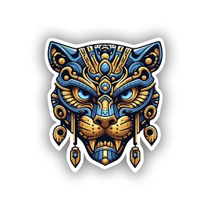 Aztec Jaguar Spirit  Mask,  Sticker  (Peel N' Stick)