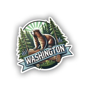 Olympic Marmot Forest and Wildflowers,  Sticker  (Peel N' Stick)