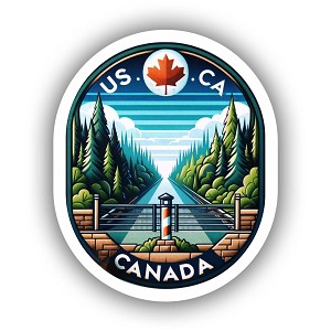 US-Canada Border,  Sticker  (Peel N' Stick)