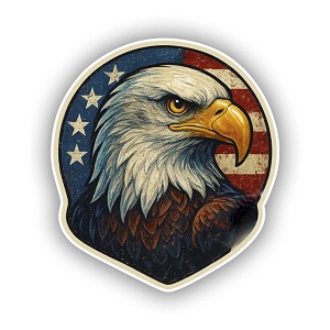 Glossy Bald Eagle USA Flag Precision Cut Decal