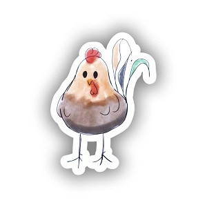 Rooster Doodle Watercolor,  Sticker  (Peel N' Stick)