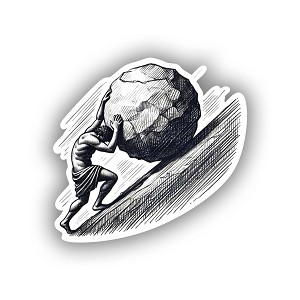 Pencil Drawn Sisyphus Greek Mythology,   Sticker  (Peel N' Stick)