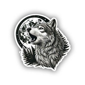 Majestic Howling Wolf,   Sticker  (Peel N' Stick)