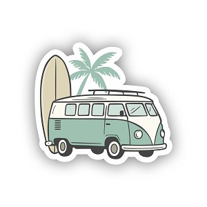 Mint Green VW Surf Van,   Sticker  (Peel N' Stick)