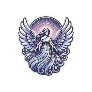 Ethereal Angel with Glowing Wings.  Precision Cut Decal