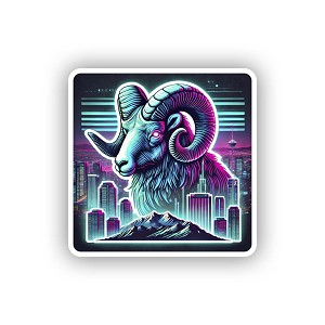 Cyberpunk Bighorn Sheep,   Sticker  (Peel N' Stick) 