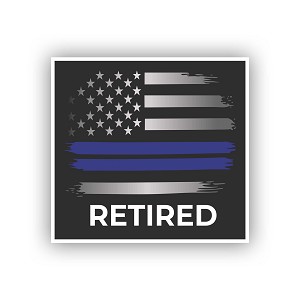 Retired Thin Blue Line Flag  Sticker (Peel N' Stick) 