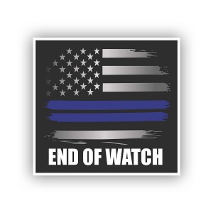 End of Watch Thin Blue Line Flag  Sticker (Peel N' Stick)