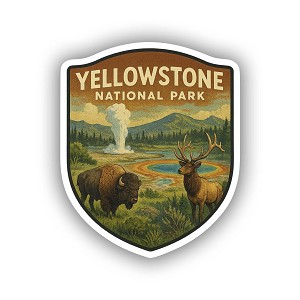 Yellowstone National Park Badge  Sticker (Peel N' Stick)