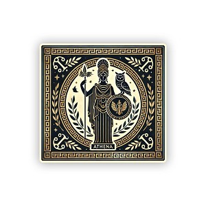 Athena Silhouette with Shield and Owl Greek Mythology  Sticker (Peel N' Stick)