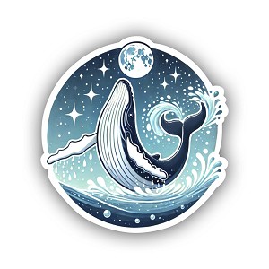  Whale under the Full Moon  Sticker (Peel N'Stick)