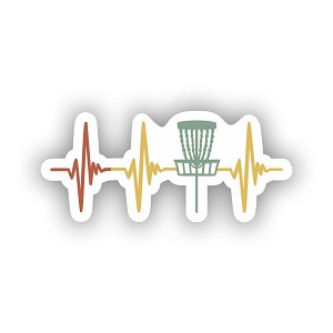 Disc Golf Retro Heartbeat Sticker (Peel N'Stick)