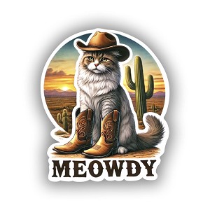Meowdy Cowboy Cat Standing Proudly  Sticker (Peel N' Stick)
