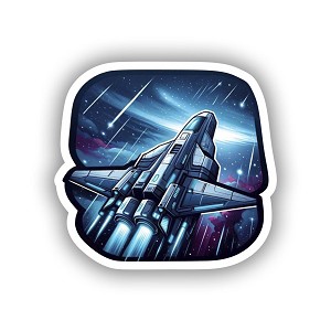 Futuristic Spaceship in Galaxy Sticker (Peel N' Stick)