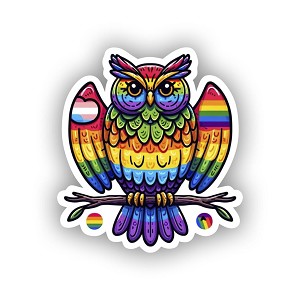 Creative Rainbow Owl LGBTQ Pride  Sticker (Peel N' Stick) 