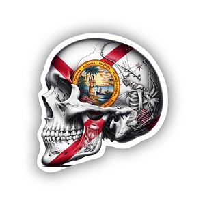 Skull Flag Florida Palm Tree Ocean  Sticker (Peel N' Stick)