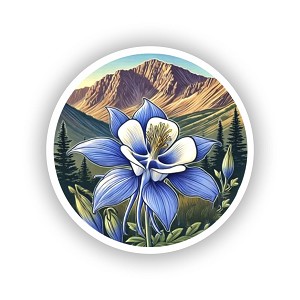 Colorado Blue Columbine Mountain  Sticker (Peel N' Stick)