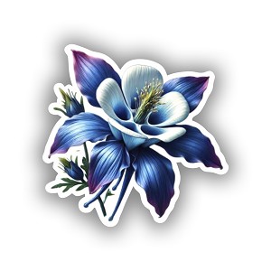 Colorado Blue Columbine Realistic  Sticker (Peel N' Stick)