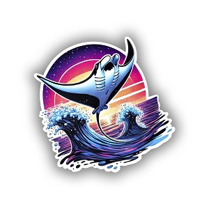 Sunset Manta Ray  Sticker (Peel N' Stick)