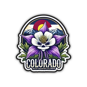 Rocky Mountain Columbine Colorado Symbol  Sticker (Peel N' Stick)