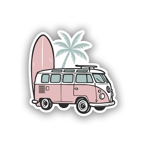 Vintage Pink Camper Van  Sticker (Peel N' Stick)