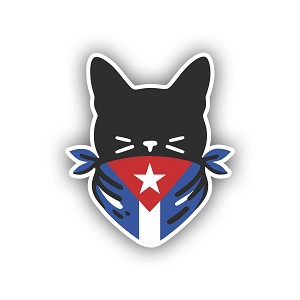 Black Cat Bandana Flag Star Cuban  Sticker (Peel N' Stick)