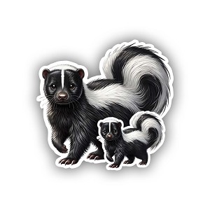 Realistic Skunk with Baby  Sticker (Peel N' Stick)