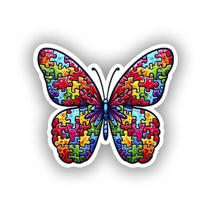 Autism Spectrum Butterfly Puzzle Sticker (Peel N' Stick)