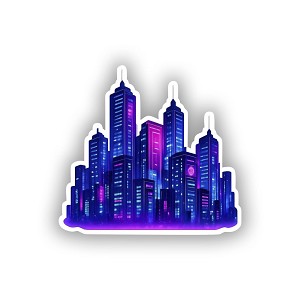 Cyberpunk City Skyline Sticker (Peel N' Stick)