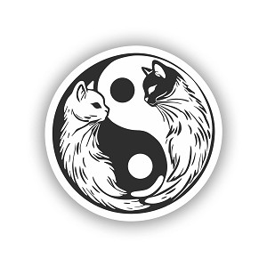Balanced Cats Yin-Yang  Sticker (Peel N' Stick) 