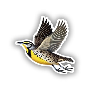 Western Meadowlark in Flight Over Spring Hills  Sticker (Peel N' Stick)
