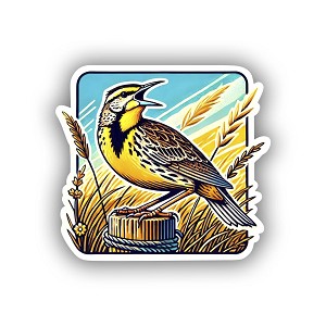 Western Meadowlark Singing Waterproof Sticker (Peel N' Stick)