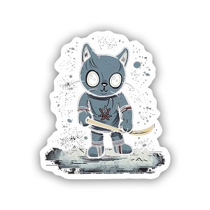 Cat Playing Ice Hockey  Sticker (Peel N' Stick)