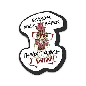 Rock Paper Scissors Throat Punch I Win  Sticker (Peel N' Stick)