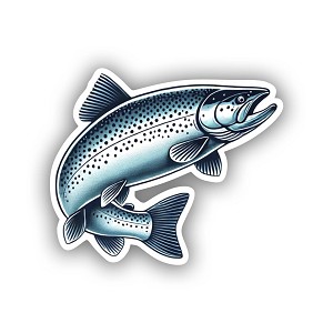 Atlantic Salmon Silhouette Sticker (Peel N' Stick) 