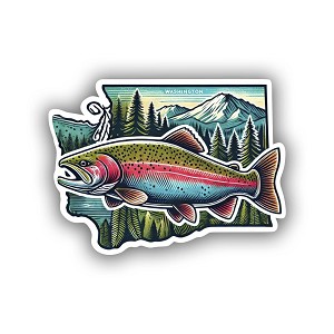 Steelhead Trout Washington Symbol  Sticker (Peel N' Stick)