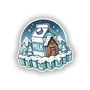 Whimsical Cozy Cabin Milk Carton  Sticker (Peel N' SticK)