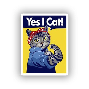 Retro Cat Motivation Sticker (Peel N' SticK)