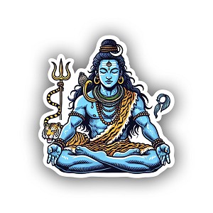 Shiva Hindu God Comic Book Style  Sticker (Peel N' Stick)