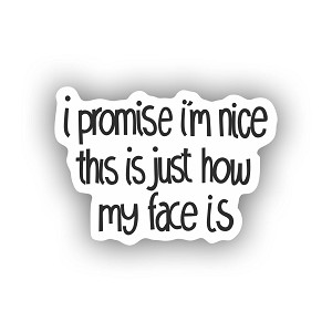 I Promise Im Nice This is Just How My Face is Text  Sticker (Peel N' Stick)