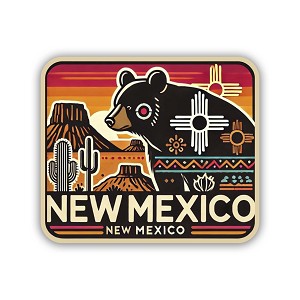 Tribal Black Bear with Zia Symbol  Sticker (Peel N' Stick)