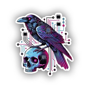 Cyberpunk Raven Crow  Sticker (Peel N' Stick)