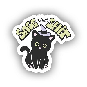 Sage That Shit Black Cat Sticker (Peel N' Stick)