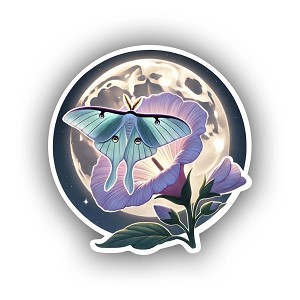 Luna Moth on Moonflower  Sticker (Peel N' Stick)