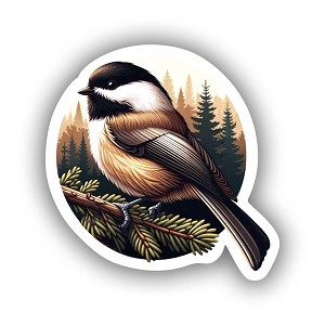 Black-Capped Chickadee Scenic  Sticker (Peel N' Stick)