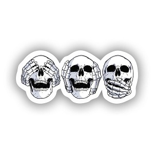 Speak No Evil Hear No Evil See No Evi Skull  Sticker (Peel N' Stick) 